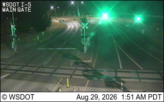 I-5 at MP 120.8: JBLM Main Gate Rail Crossing live camera view