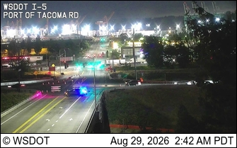 I-5 at MP 136.1: Port of Tacoma I/C live camera view