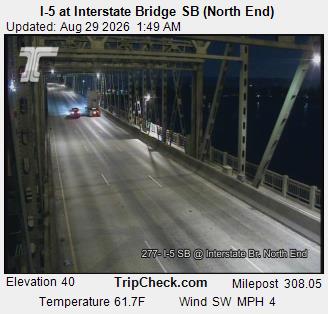I-5 at Interstate Bridge SB, north end live camera view