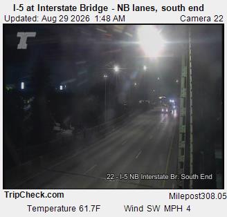 I-5 at Interstate Bridge NB, south end live camera view