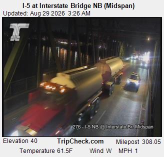 I-5 at Interstate Bridge NB, midspan live camera view