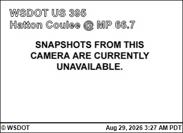 US 395 at MP 66.7: SR 26 Interchange Hatton Coulee live camera view
