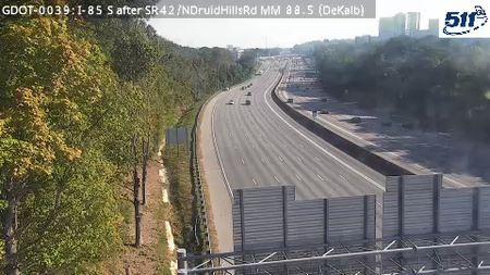 I-85 S past SR42/NDruidHillsRd MM 88.6 live camera view