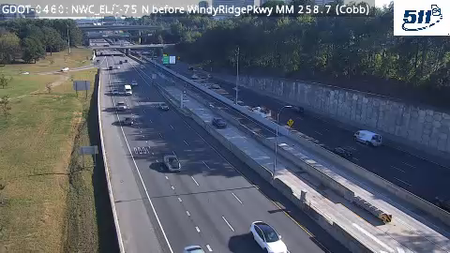 I-75 N before WindyRidgePkwy MM 258.7 live camera view