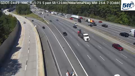 I-75 S past SR120Alt/NMariettaPkwy MM 264.7 live camera view