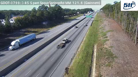 I-85 S past SpoutSpringsRd MM 121.6 live camera view