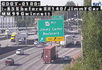 I-85 S before SR140/JimmyCarterBlvd MM 99 live camera view