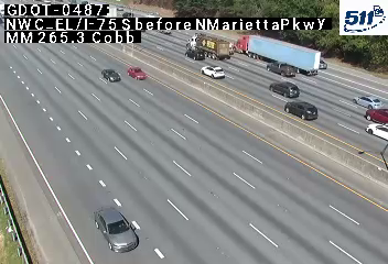 I-75 S before SR120Alt/NMariettaPkwy MM 265.3 live camera view