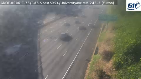 I-75/I-85 S past SR54/UniversityAve MM 245.2 live camera view