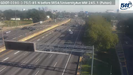 I-75/I-85 N before SR54/UnivAve MM 245.1 live camera view