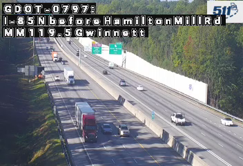 I-85 N before HamiltonMillRd MM 119.5 live camera view