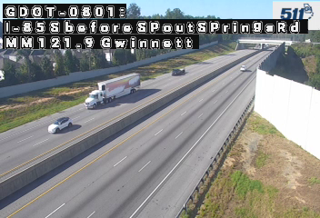 I-85 S before SpoutSpringsRd MM 121.9 live camera view