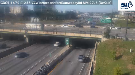 I-285 CCW before AshfordDunwoodyRd MM 27.6 live camera view