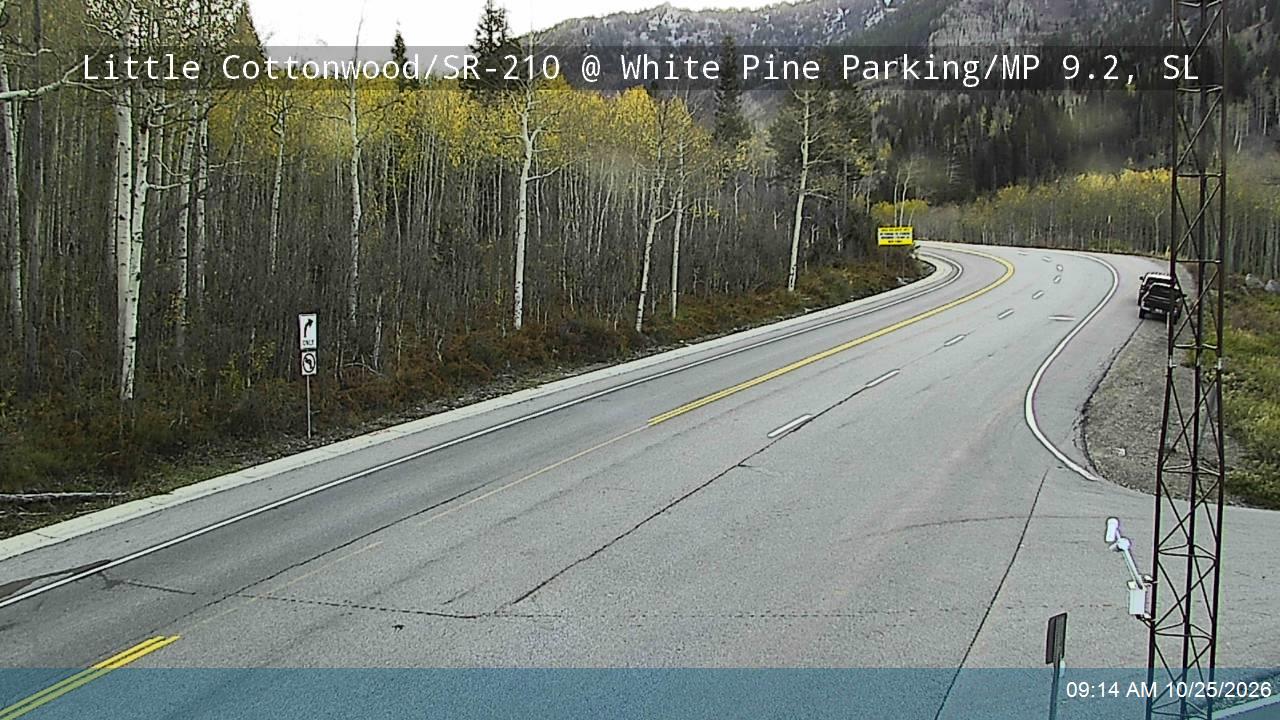 Little Cottonwood Rd / SR-210 EB @ White Pine Parking / MP 9.2, SL live camera view