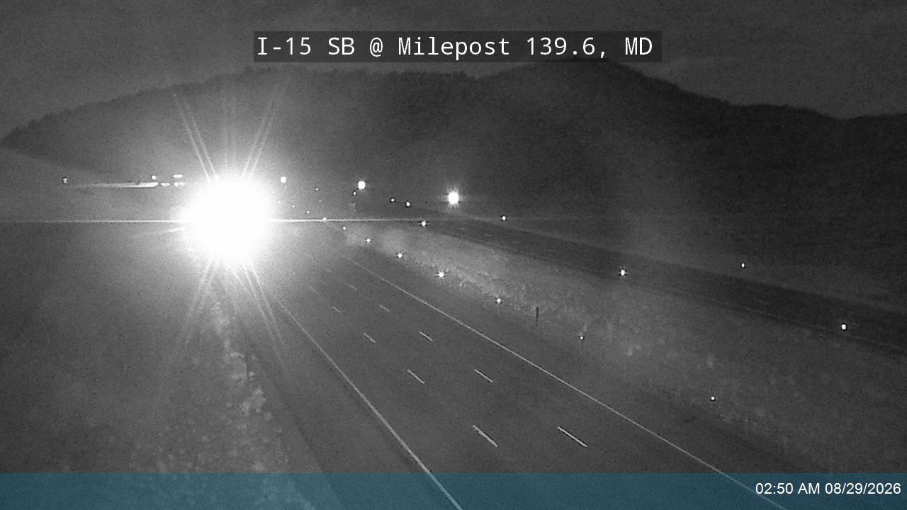 I-15 SB @ Milepost 139.6, MD live camera view