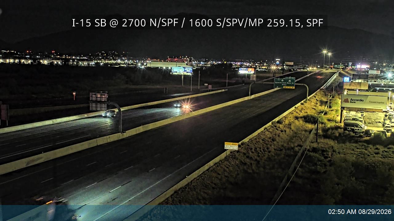 I-15 SB Ramps @ 2700 N, SPF / 1600 S, SPV live camera view