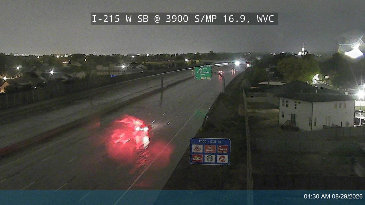 I-215 W SB @ 3900 S / MP 16.9, WVC live camera view