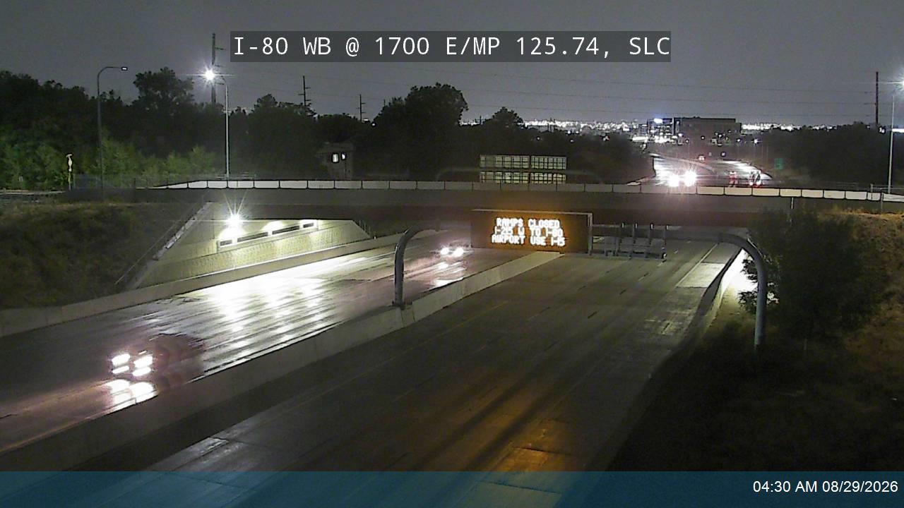 I-80 WB @ 1700 E / MP 125.74, SLC live camera view