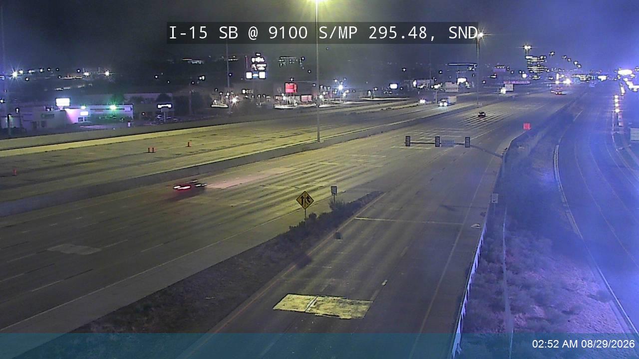 I-15 SB @ 9100 S / MP 295.48, SND live camera view