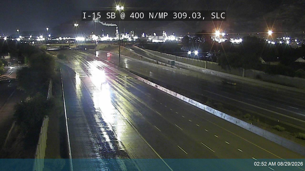 I-15 SB @ 400 N / MP 309.03, SLC live camera view