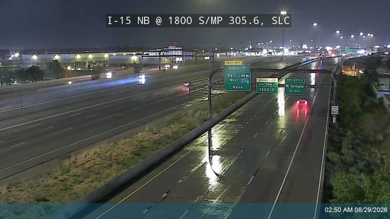 I-15 NB @ 1800 S / MP 305.6, SLC live camera view