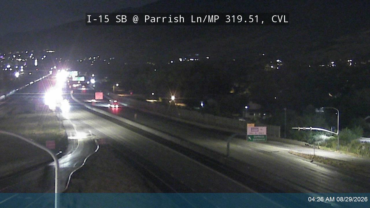 I-15 SB @ Parrish Ln / 400 N / SR-105 / MP 319.51, CVL live camera view