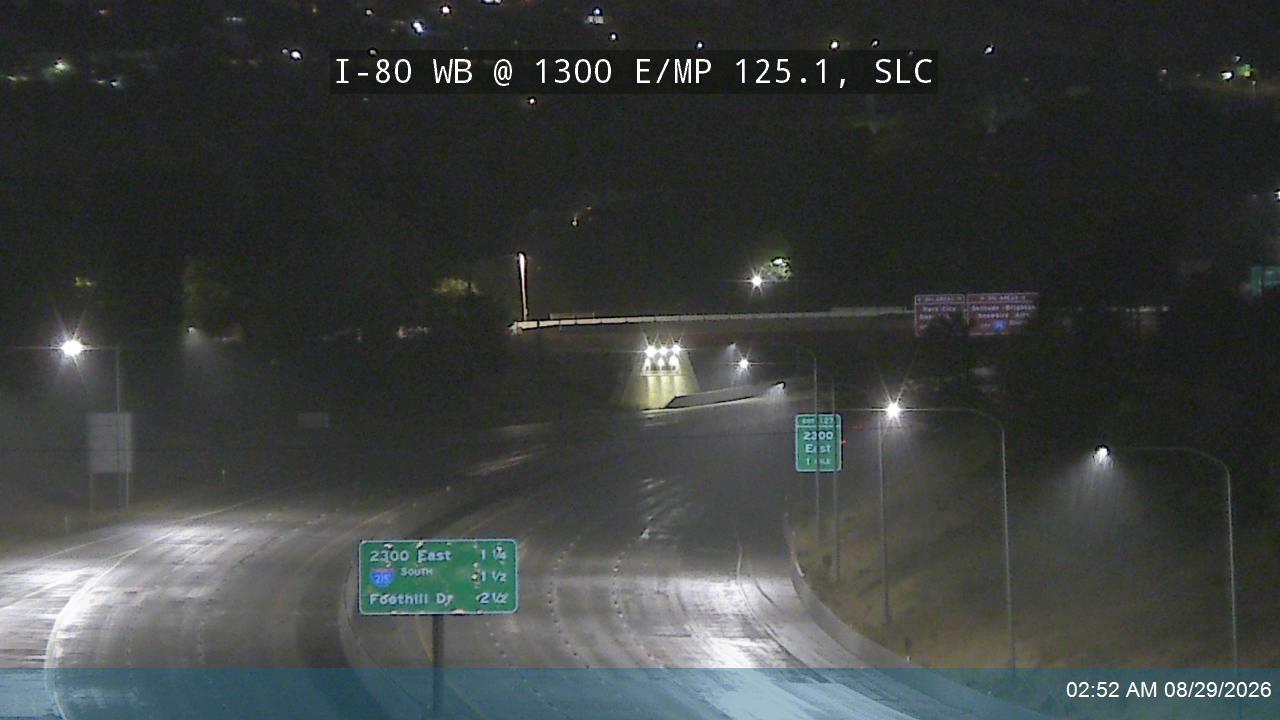 I-80 WB @ 1300 E / MP 125.1, SLC live camera view