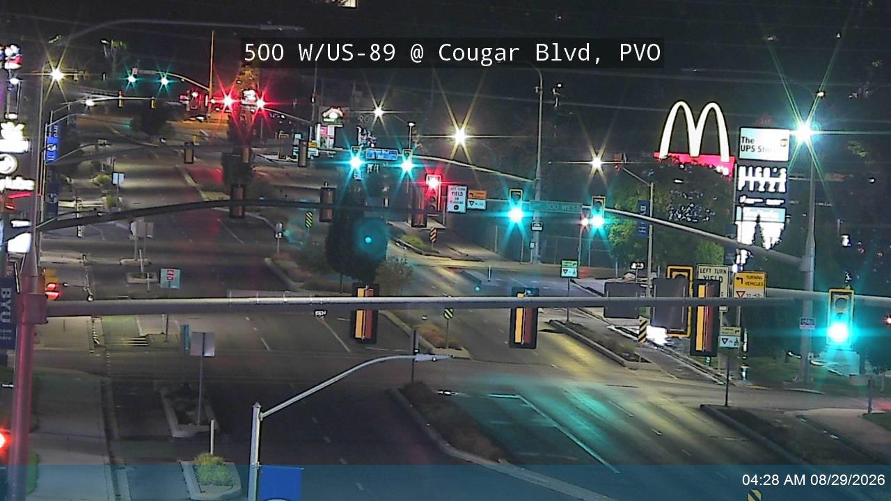 500 W / State St / US-89 @ Cougar Blvd / Columbia Ln / 1230 N, PVO live camera view