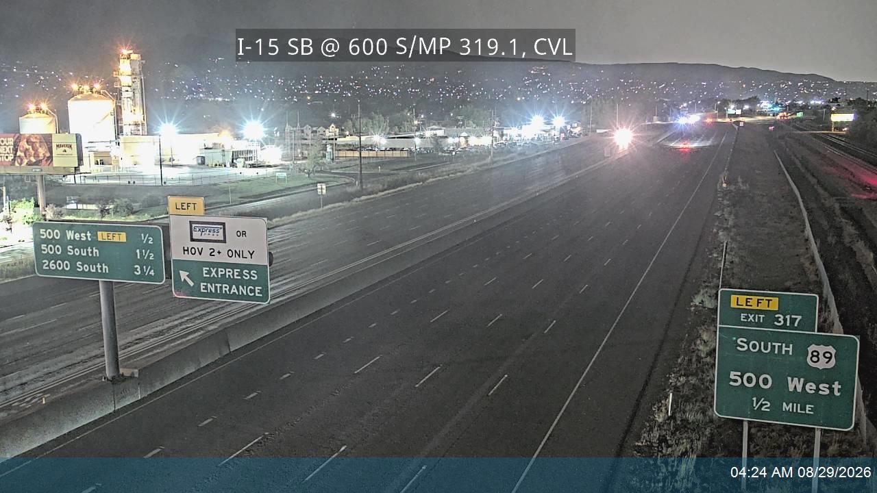 I-15 SB @ 600 S / MP 319.1, CVL live camera view