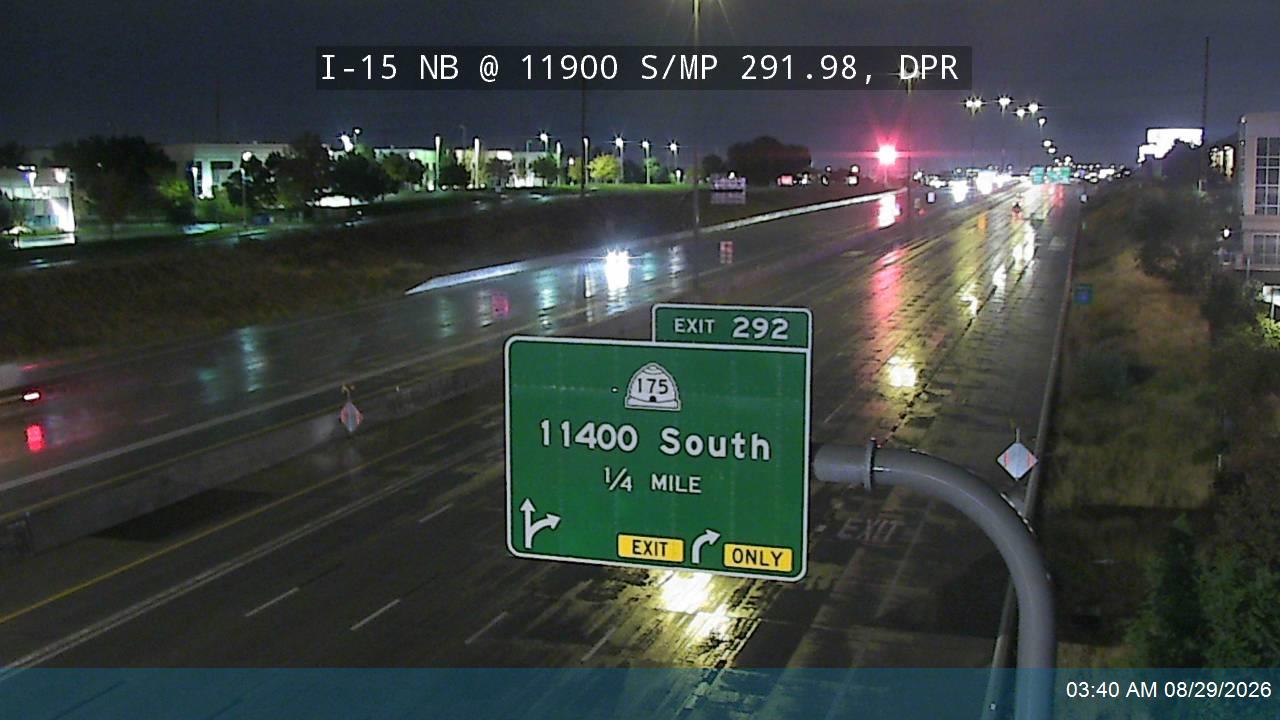 I-15 NB @ 11900 S / MP 291.98, DPR live camera view