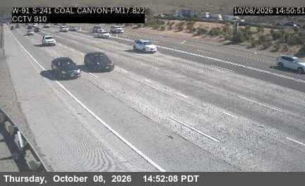 SR-91: (910) WB SR-91 at SR-241, Coal Canyon live camera view