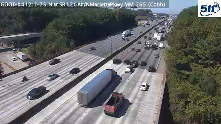 I-75 N at SR120Alt/NMariettaPkwy MM 265 live camera view