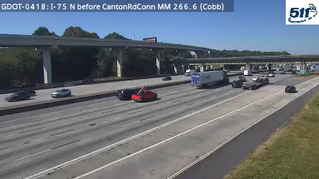 I-75 N before CantonRdConn MM 266.6 live camera view