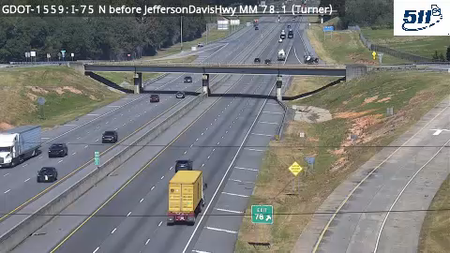 I-75 N before JeffersonDavisHwy MM 78.1 live camera view