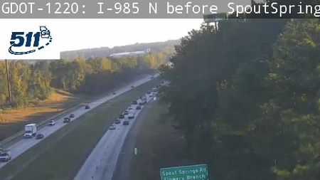 I-985 N before SpoutSpringsRd MM 10.4 live camera view