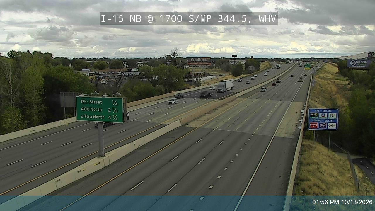 I-15 NB @ 1700 S / River Canal / MP 344.5, WHV live camera view