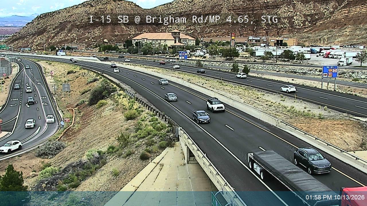 I-15 SB @ Brigham Rd / MP 4.65, STG live camera view