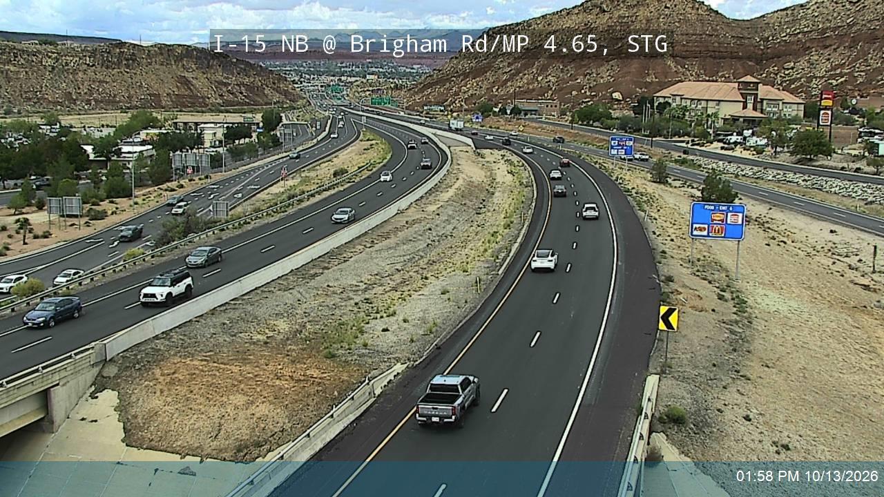 I-15 NB @ Brigham Rd / MP 4.65, STG live camera view