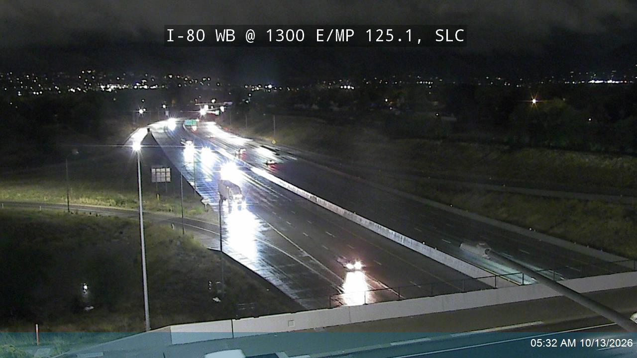 I-80 WB @ 1300 E / MP 125.1, SLC live camera view