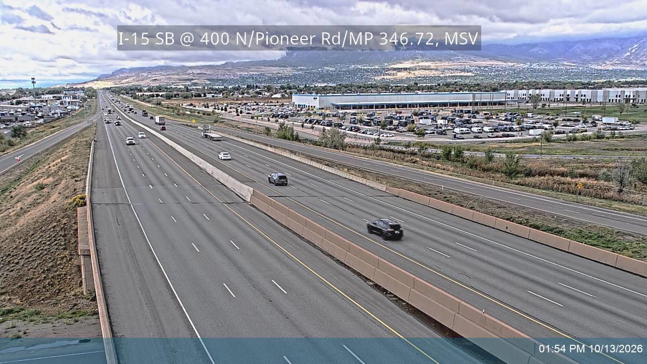 I-15 SB @ 400 N / Pioneer Rd / MP 346.72, MSV live camera view