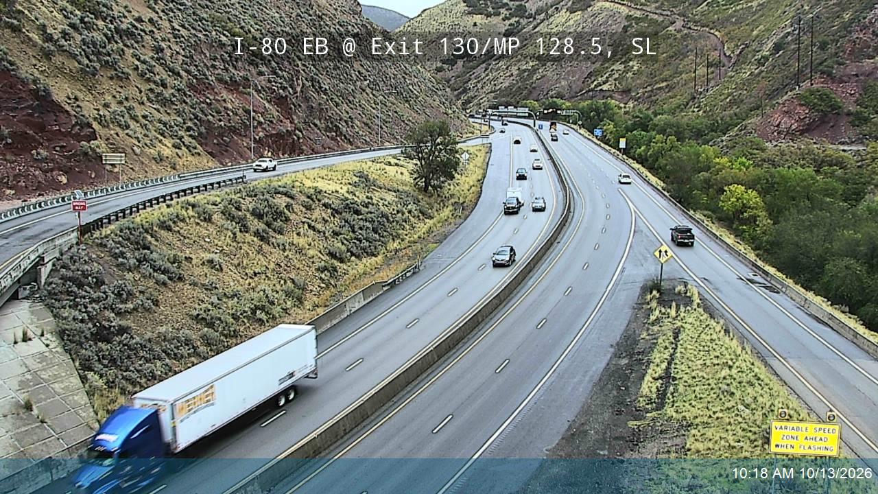 I-80 / Parleys Canyon EB @ Exit 130 to SB I-215 E / MP 128.5, SL live camera view
