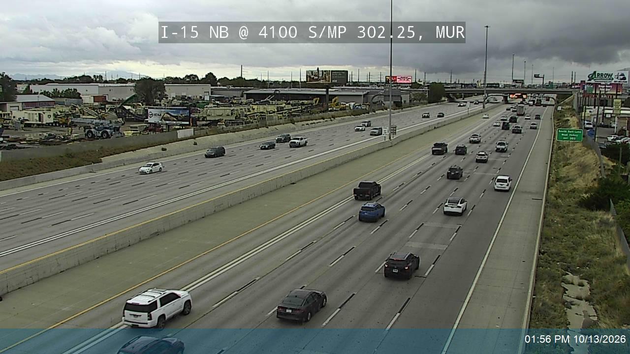 I-15 NB @ 4100 S / MP 302.25, MUR live camera view