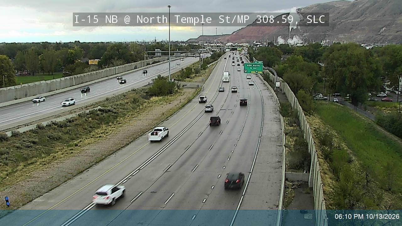 I-15 NB @ North Temple St / MP 308.59, SLC live camera view