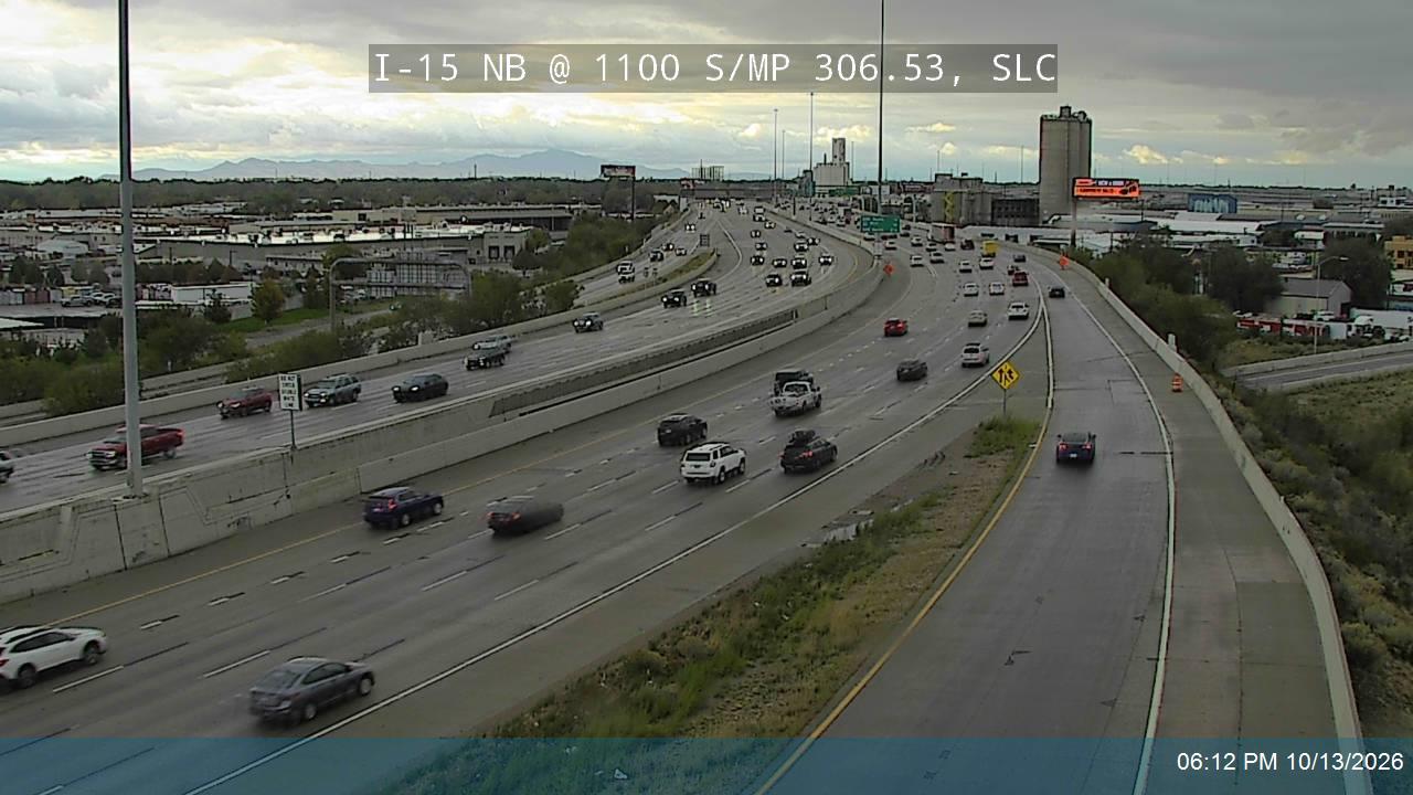 I-15 NB @ 1100 S / MP 306.53, SLC live camera view