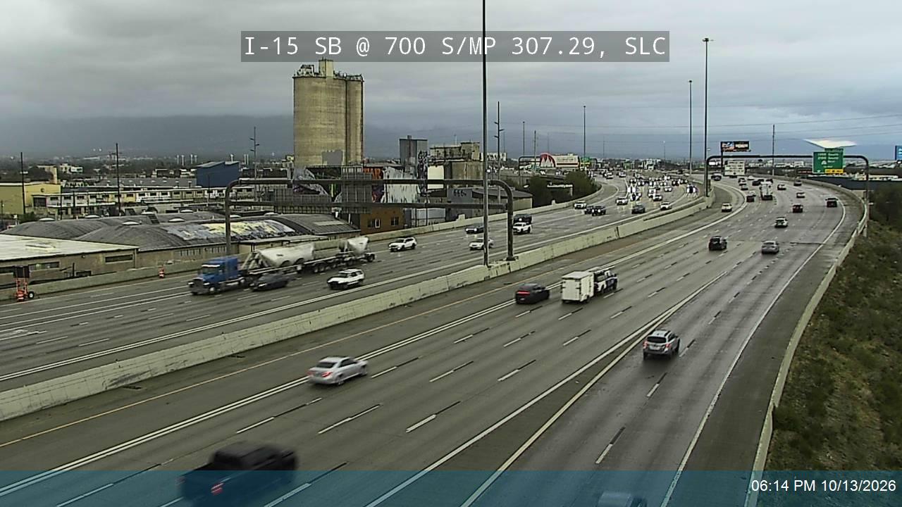 I-15 SB @ 700 S / MP 307.29, SLC live camera view