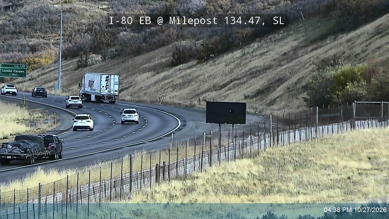 I-80 / Parleys Canyon EB @ Milepost 134.47, SL live camera view