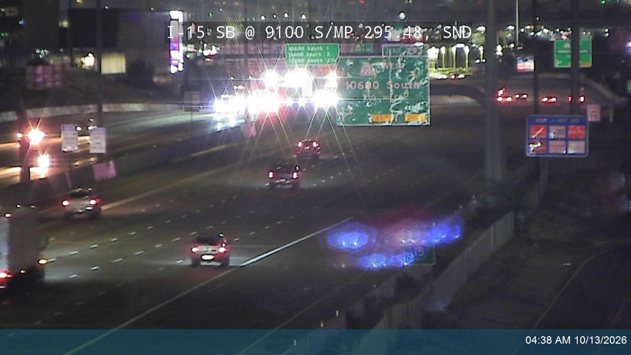 I-15 SB @ 9100 S / MP 295.48, SND live camera view