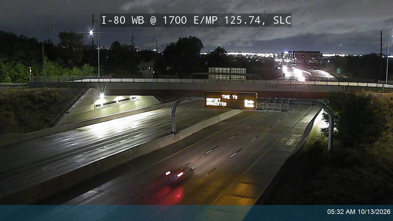 I-80 WB @ 1700 E / MP 125.74, SLC live camera view