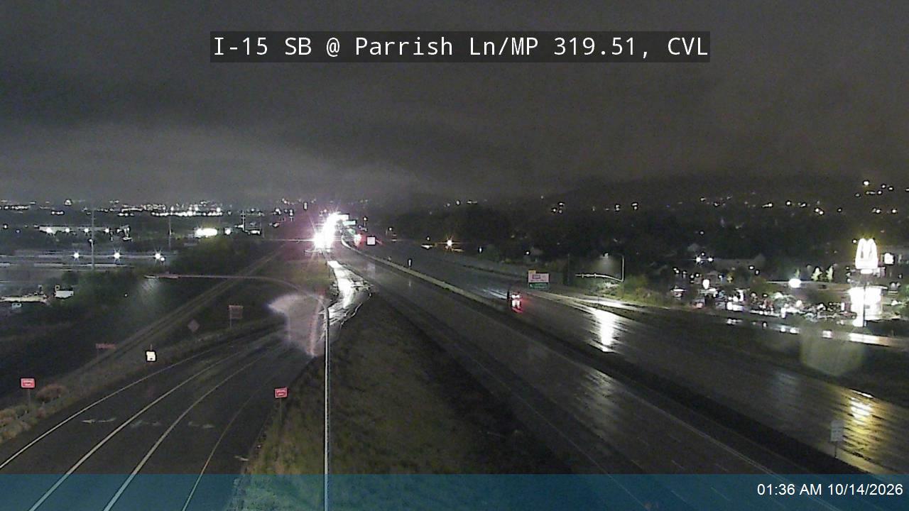 I-15 SB @ Parrish Ln / 400 N / SR-105 / MP 319.51, CVL live camera view