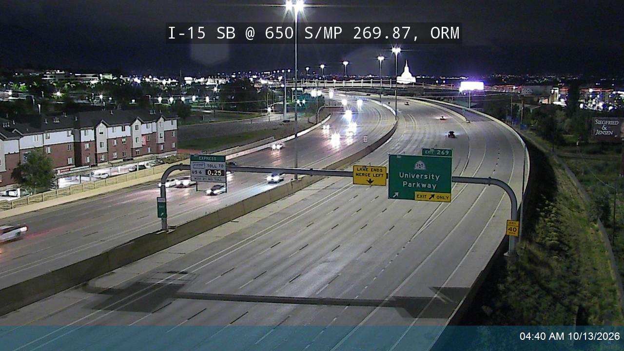 I-15 SB @ 650 S / MP 269.87, ORM live camera view